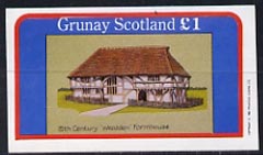 Grunay 1982 Architecture (15th Cent 'Wealden' Farmhouse) imperf souvenir sheet (£1 value) unmounted mint, stamps on architecture     houses    farms