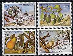 Monaco 1989 Seasons of the Pear Tree set of 4 pre-cancels unmounted mint, SG 1952-55, Mi 1924-27, stamps on , stamps on  stamps on trees     fruit