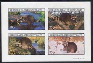 Bernera 1981 Racoons imperf  set of 4 values complete (10p to 75p) unmounted mint, stamps on , stamps on  stamps on animals    racoons  