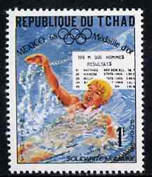Chad 1969 Swimming (R Matthes) 1f from World Solidarity (Olympic Gold Medal Winners) set of 24, SG 257*, stamps on swimming