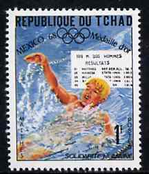 Chad 1969 Swimming (R Matthes) 1f from World Solidarity (Olympic Gold Medal Winners) set of 24, SG 257*, stamps on , stamps on  stamps on swimming