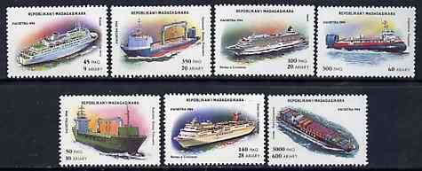 Madagascar 1994 Ships unmounted mint set of 7, Mi 1752-58, stamps on ships, stamps on hovercraft