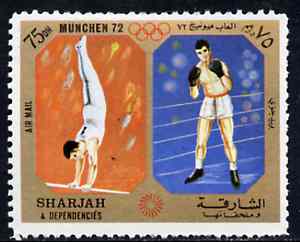 Sharjah 1972 Gymnastics & Boxing (75Dh) from Olympic Sports perf set of 10 unmounted mint, Mi 948, stamps on , stamps on  stamps on gymnastics        boxing, stamps on  stamps on  gym , stamps on  stamps on gymnastics, stamps on  stamps on 