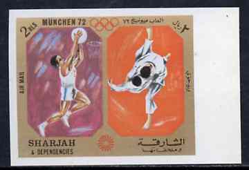 Sharjah 1972 Basketball & Judo (2R) from Olympic Sports imperf set of 10 unmounted mint, Mi 950B, stamps on , stamps on  stamps on basketball, stamps on  stamps on judo, stamps on  stamps on martial-arts