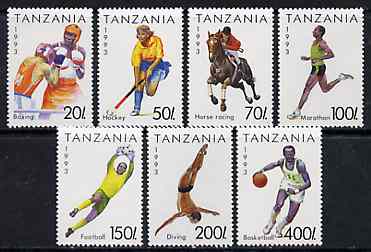 Tanzania 1993 Summer Sports unmounted mint set of 7, SG 1506-12, Mi 1467-73, stamps on , stamps on  stamps on sport