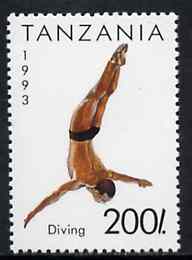 Tanzania 1993 Diving 200s from Summer Sports set of 7, SG 1511,  Mi 1472 unmounted mint, stamps on diving