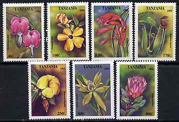 Tanzania 1994 Tropical Flowers set of 7 unmounted mint, SG 1917-23, Mi 1880-86*, stamps on , stamps on  stamps on flowers, stamps on  stamps on orchids