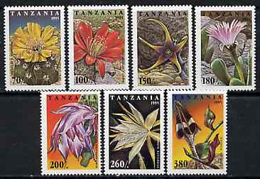 Tanzania 1995 Cacti unmounted mint set of 7, Mi 2160-66*, stamps on , stamps on  stamps on flowers     cacti