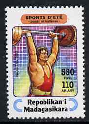 Madagascar 1994 Weightlifting 550f + 110 from Sports set of 7, Mi 1712 unmounted mint, stamps on , stamps on  stamps on weightlifting