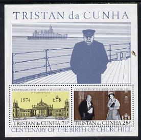 Tristan da Cunha 1974 Churchill Birth Centenary m/sheet unmounted mint, SG MS 195, stamps on churchill, stamps on personalities, stamps on ships
