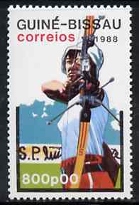 Guinea - Bissau 1988 Archery 800p from Seoul Olympic Games set of 7 unmounted mint, SG 1019*, stamps on , stamps on  stamps on archery