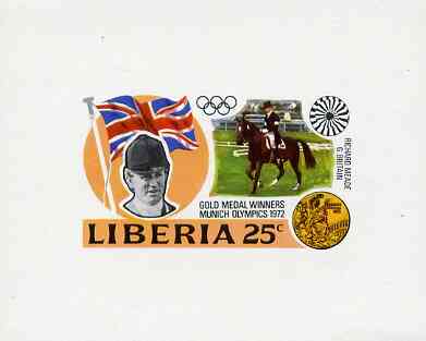 Liberia 1972 Munich Olympics Gold Medal Winners (25c Dressage) imperf deluxe miniature sheet (design as SG 1140) unmounted mint, stamps on , stamps on  stamps on olympics    sport      horses