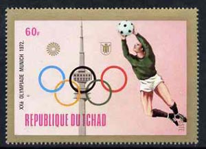 Chad 1972 Football 60f from Munich Olympic Games (Gold Frames with Olympic Rings as central design) set unmounted mint*, stamps on , stamps on  stamps on football, stamps on  stamps on sport