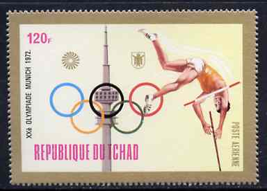 Chad 1972 Pole Vault 120f from Munich Olympic Games (Gold Frames with Olympic Rings as central design) set unmounted mint*, stamps on , stamps on  stamps on sport, stamps on  stamps on pole vault