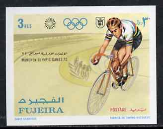 Fujeira 1971 Cycling 3r from Munich Olympic Games imperf set unmounted mint, Mi 749B*, stamps on bicycles