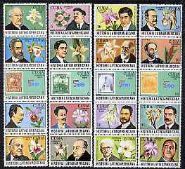 Cuba 1989 Latin American History (4th Series - Flowers) set of 20 unmounted mint, SG 3458-77, stamps on flowers     stamp on stamp      orchids, stamps on stamponstamp