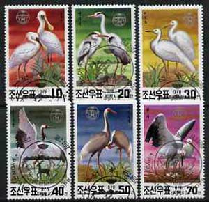 North Korea 1991 Endangered Birds (Herons, Storks, etc) set of 6 very fine cto used, SG N3028-33*, stamps on , stamps on  stamps on birds, stamps on  stamps on heron, stamps on  stamps on cranes, stamps on  stamps on storks