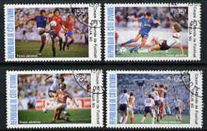 Ivory Coast 1990 World Cup Football complete perf set of 4 very fine cto used, SG 1008-11*, stamps on , stamps on  stamps on football, stamps on  stamps on sport