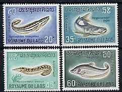 Laos 1967 Fishes complete set of 4 unmounted mint, SG 211-14*, stamps on , stamps on  stamps on fish