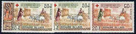 Laos 1967 Tenth Anniversary of Laotian Red Cross complete set of 3 unmounted mint, SG 219-21*