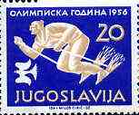Yugoslavia 1956 Skiing 20d from Olympic Games set of 8 unmounted mint, SG 837, Mi 806, stamps on skiing