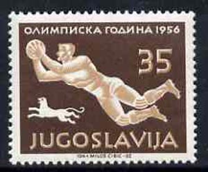 Yugoslavia 1956 Football 35d from Olympic Games set of 8 unmounted mint, SG 839, Mi 808, stamps on , stamps on  stamps on football, stamps on  stamps on sport