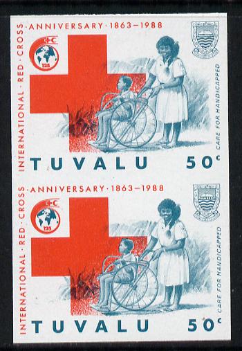 Tuvalu 1988 Red Cross 50c imperf vert pair unmounted mint, as SG 520, stamps on , stamps on  stamps on medical, stamps on  stamps on varieties, stamps on  stamps on red cross, stamps on  stamps on nurses