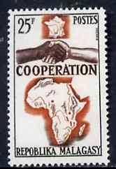 Malagasy Republic 1964 French, African & Malagasy Co-operation 25f unmounted mint, SG 86, stamps on maps