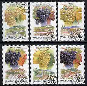 Hungary 1990 Wines Grapes & Regions complete set of 6 very fine cto used, SG 3992-97, Mi 4101-06*, stamps on , stamps on  stamps on wine    grapes    alcohol    fruit