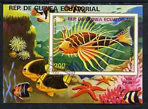 Equatorial Guinea 1975 Fish (Fish on Sea Bed) 200ek perf m/sheet very fine cto used, stamps on , stamps on  stamps on fish     marine-life