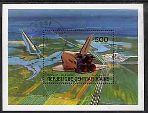 Central African Republic 1981 Conquest of Space (Space Shuttle) perf m/sheet cto used, SG MS 756, stamps on , stamps on  stamps on space     shuttle