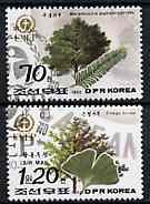 North Korea 1992 Trees (70ch & 1w20) from World Environment Day set of 8 fine cto used, SG N3204 & 3206*, stamps on , stamps on  stamps on trees