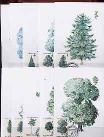 Rumania 1994 Trees the set of 10 maximum-cards each with the appropriate stamps and each with special illustrated 'leaf' cancellation, stamps on trees