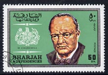 Sharjah 1969 Churchill 50dh from Prominent Persons set of 12, very fine cto used, Mi 531*, stamps on , stamps on  stamps on churchill    personalities