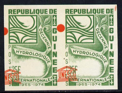 Guinea - Conakry 1966 UNESCO Hydrological Decade 25f imperf proof pair with spectacular shift of red unmounted mint, stamps on , stamps on  stamps on unesco      united-nations    irrigation