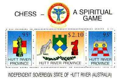 Cinderella - Hutt River Province 1970 Chess unmounted mint sheetlet containing set of 3 values, stamps on , stamps on  stamps on chess    