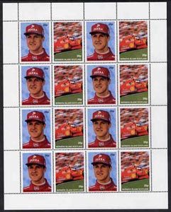 Bernera 1997 Michael Schumacher perf sheetlet containing 8 se-tenant pairs (as 25969) unmounted mint, stamps on , stamps on  stamps on cars, stamps on  stamps on racing cars, stamps on  stamps on personalities, stamps on  stamps on  f1 , stamps on  stamps on formula 1, stamps on  stamps on tobacco, stamps on  stamps on ferrari, stamps on  stamps on motor sport, stamps on  stamps on  oil , stamps on  stamps on 