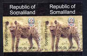 Somaliland 1997 Hyena 3,500 SL (from Animal def set) unmounted mint imperf pair, stamps on , stamps on  stamps on animals      hyena    dogs