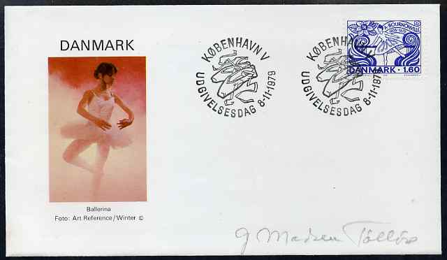 Denmark 1979 Bournonville (ballet) illustrated cover with special cancellation showing ballet shoes, stamps on personalities, stamps on music, stamps on ballet, stamps on 