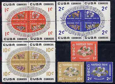 Cuba 1960 Christmas (Flowers & Music) complete set of 15 unmounted mint, SG 961-66d, stamps on , stamps on  stamps on christmas, stamps on  stamps on flowers, stamps on  stamps on music, stamps on  stamps on tobacco, stamps on  stamps on coffee