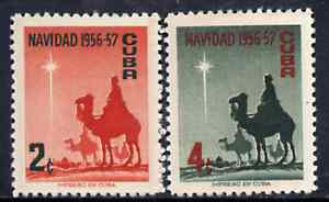 Cuba 1956 Christmas (3 Kings on Camels) set of 2 unmounted mint, SG 799-800, stamps on , stamps on  stamps on christmas, stamps on camels, stamps on bethlehem