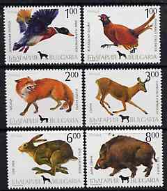 Bulgaria 1993 Hunting complete set of 6 unmounted mint, SG 3940-45, Mi 4083-88*, stamps on animals    hunting     mallard    ducks    pheasant    game    fox    deer    hare    boars, stamps on  fox , stamps on foxes, stamps on  