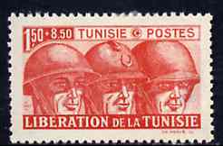 Tunisia 1943 Tunisian Liberation 1f50 + 8f50 (Allied Soldiers) unmounted mint SG 233*, stamps on , stamps on  stamps on militaria