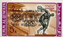 Umm Al Qiwain 1968 Mexico Olympic Games 5r (Discus Thrower) unmounted mint imperf with opt inverted, Mi 257var, stamps on , stamps on  stamps on olympics      discus, stamps on ancient greece 