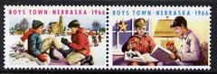 Cinderella - United States 1966 Boys Town, Nebraska fine mint set of 2 labels showing boys playing Ice Hockey & reading , stamps on , stamps on  stamps on ice hockey       cinderellas