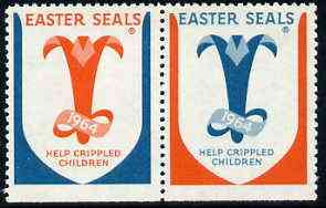 Cinderella - United States 1964 Crippled Children Easter Seals, fine unmounted mint set of 2 labels showing logo with inscription 'Help Crippled Children', stamps on disabled       cinderellas     easter