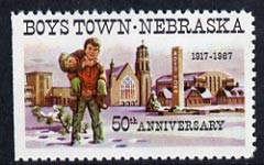 Cinderella - United States 1967 Boys Town, Nebraska 50th Anniversary label showing boys playing outside Church*, stamps on , stamps on  stamps on churches       cinderellas      