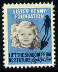 Cinderella - United States Sister Kenny Foundation fine mint label showing crippled girl and inscribed 'Lift the shadow from her future - fight Polio'*, stamps on cinderellas            disabled    diseases