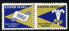 Cinderella - United States 1966 Crippled Children Easter Seals, fine mint set of 2 labels showing logo and date in scroll unmounted mint, stamps on , stamps on  stamps on disabled       cinderellas     easter