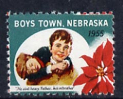 Cinderella - United States 1955 Boys Town, Nebraska fine mint label showing Boy carrying another inscribed 'He ain't heavy Father, he's m' brother'*, stamps on , stamps on  stamps on cinderellas       